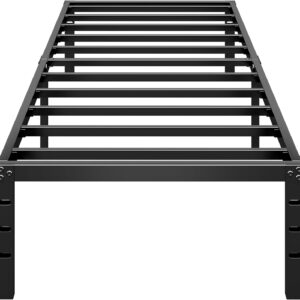 Genérica. Base de cama de plataforma de metal de 18 pulgadas de alto, no necesita somier, cama de tamaño individual con listones de soporte fuertes resistentes, fácil de montar.