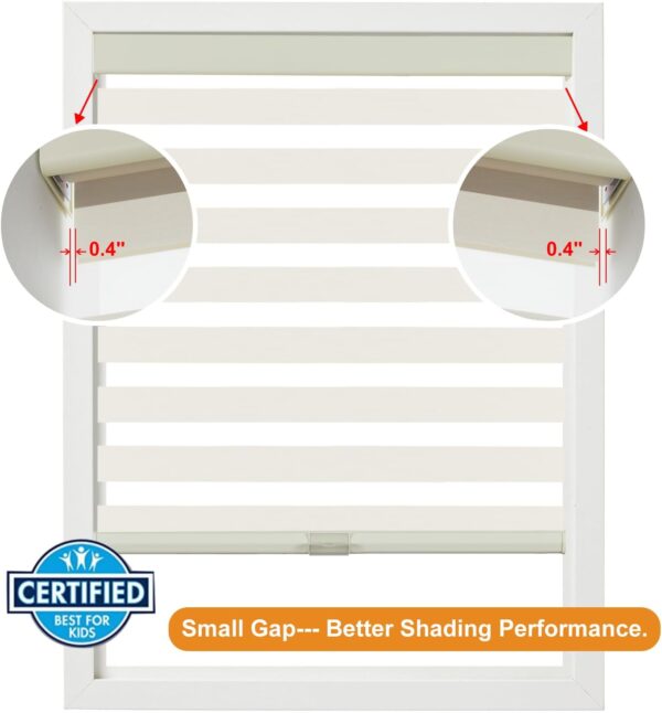 Persilux.  Persianas de cebra sin cable para ventanas (30 pulgadas de ancho x 72 pulgadas de alto, gris) Control de luz de doble capa para día y noche, cortinas transparentes filtrantes de luz para el hogar, fácil de instalar. - Image 4