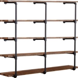 Tianman. Estantería industrial para montaje en pared, estante de tubería de hierro, clásico, retro, color negro, para bricolaje, estantería abierta, para almacenamiento de bricolaje.