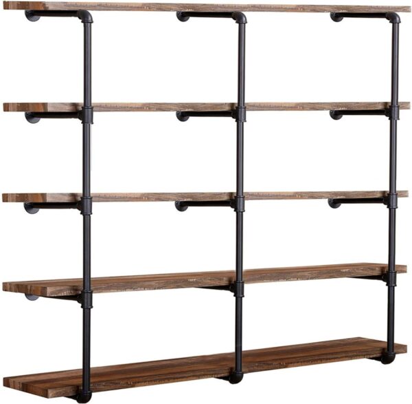 Estantería industrial para montaje en pared, estante de tubería de hierro, clásico, retro, color negro, para bricolaje, estantería abierta, para almacenamiento de bricolaje.