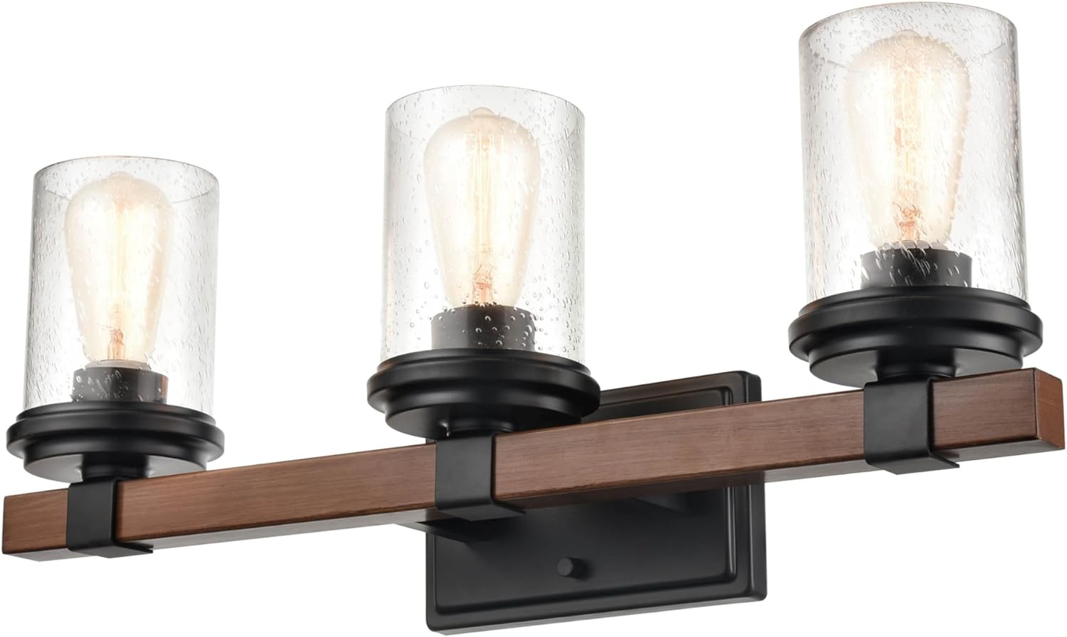 Millennium ML Lighting. 3803-MB/WG Transicional Tres Luces Vanidad de la colección Taos acabado, negro mate/grano de madera. - Image 5