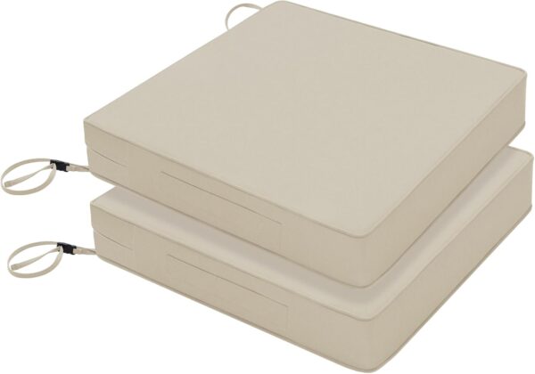 Favoyard Cojines para sillas de patio de 19 x 19 x 3 pulgadas, impermeables, para muebles de patio, resistentes al color, 3 años, para jardín, sofá, silla, con asa y correas ajustables.