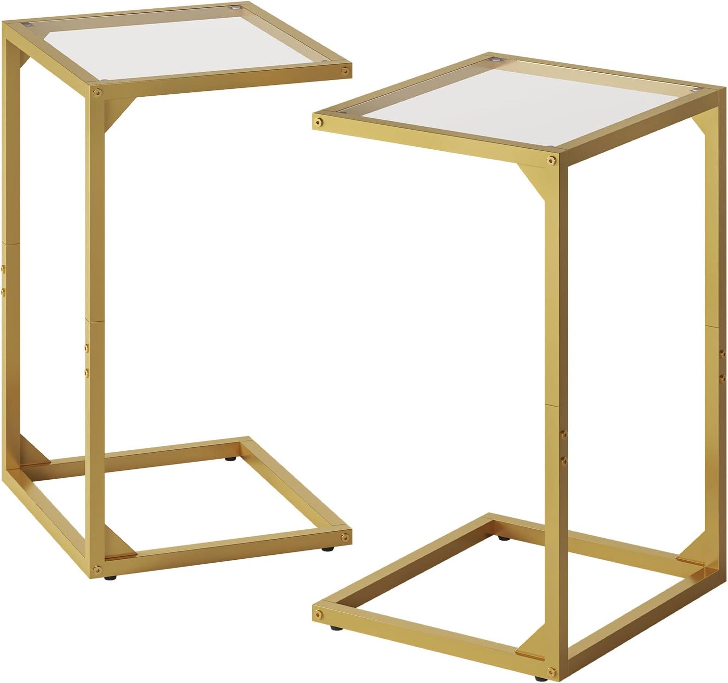 HOOBRO. Juego de mesa auxiliar en forma de C, soporte de mesa pequeño para sala de estar y recámara, mármol sintético de 16 x 12 x 25 pulgadas.
