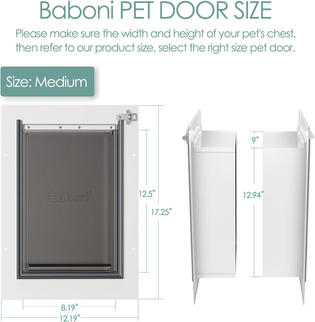 Baboni. - Puerta para mascotas para pared, con 3 solapas, marco de acero y túnel expansible, cerradura de aluminio, con doble solapa, resistente y duradera, para perros y gatos de hasta 40 libras. - Image 2