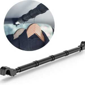LITTLEMOLE. Percha para ropa de coche, barra extensible con agarre de metal y goma, ideal para viajes o reuniones importantes.
