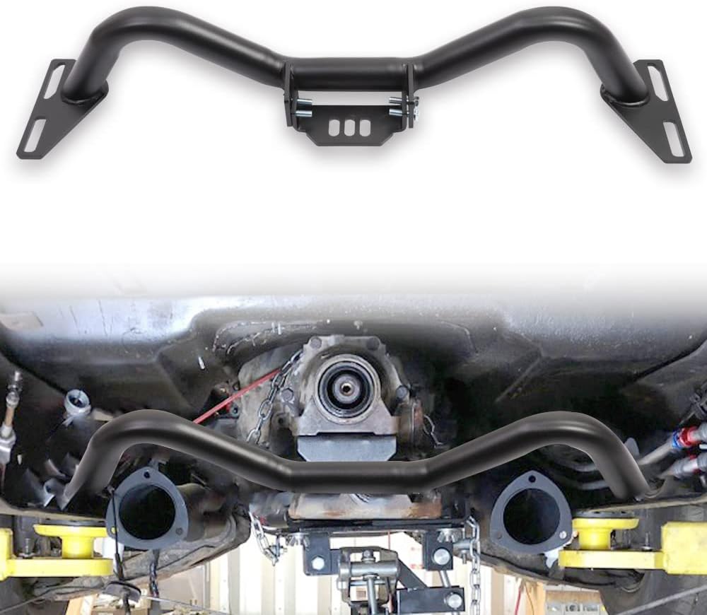 ELITEWILL - Travesaño de transmisión ajustable con revestimiento en polvo negro para 1963-1987 C10 / C20 / Blazer / Suburban ajustable con pestaña central compatible con todas las transmisiones.