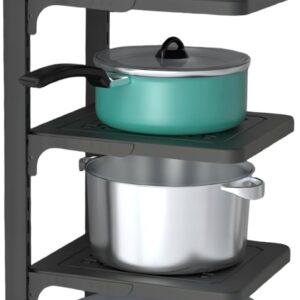 CETCO593 - Organizador de ollas y sartenes para gabinete de cocina, resistente, organizador de metal negro tiene 4 niveles ajustables y altura de 21 pulgadas, perfecto para almacenar ollas.