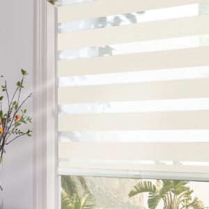 Persilux. Persianas de cebra sin cable para ventanas (30 pulgadas de ancho x 72 pulgadas de alto, gris) Control de luz de doble capa para día y noche, cortinas transparentes filtrantes de luz para el hogar, fácil de instalar.