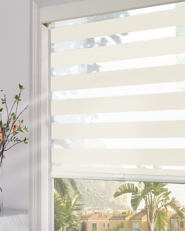 Persilux.  Persianas de cebra sin cable para ventanas (30 pulgadas de ancho x 72 pulgadas de alto, gris) Control de luz de doble capa para día y noche, cortinas transparentes filtrantes de luz para el hogar, fácil de instalar.