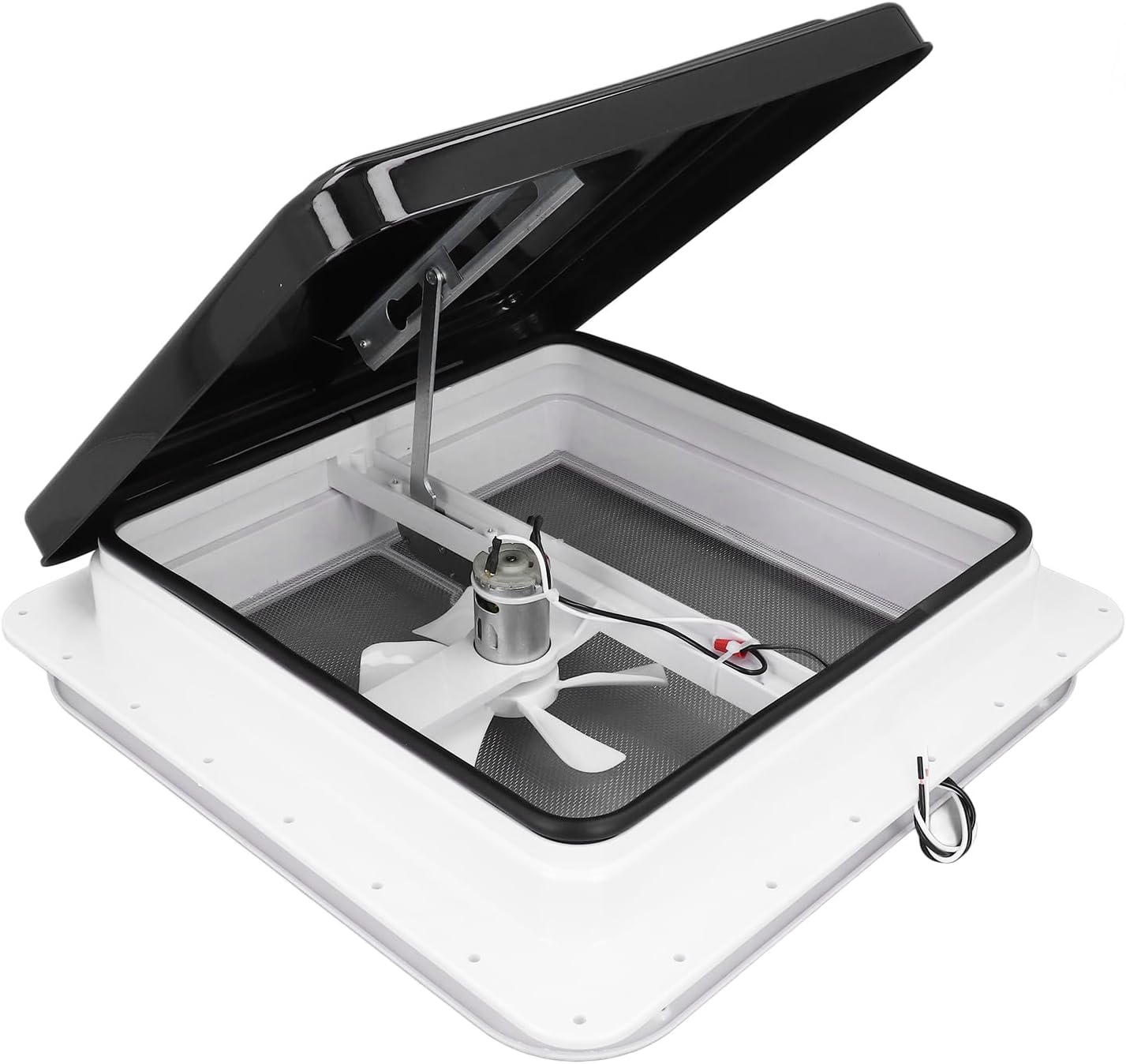 generic. Kit de ventilación reversible para techo de 12 V, 14 x 14 pulgadas, tapa negra. - Image 4