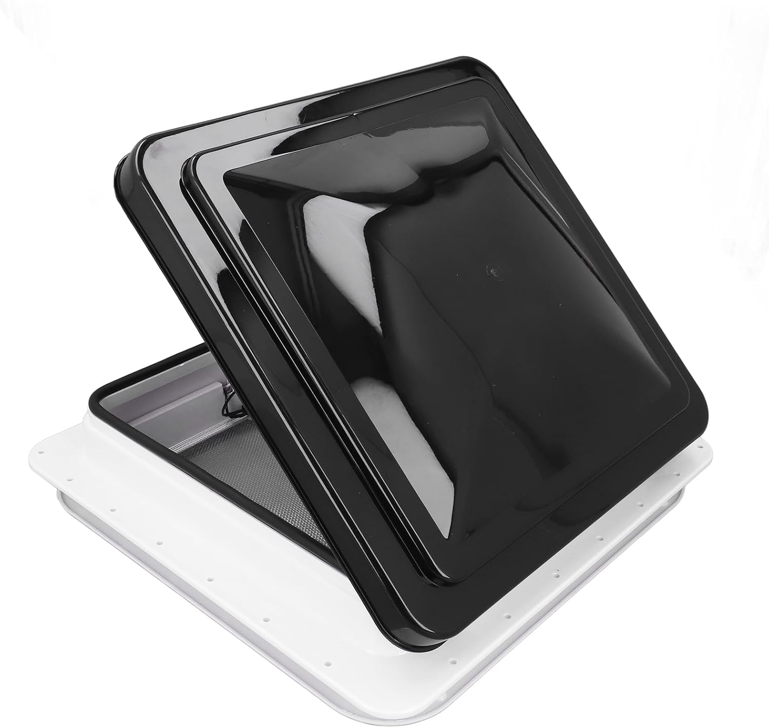 generic. Kit de ventilación reversible para techo de 12 V, 14 x 14 pulgadas, tapa negra.