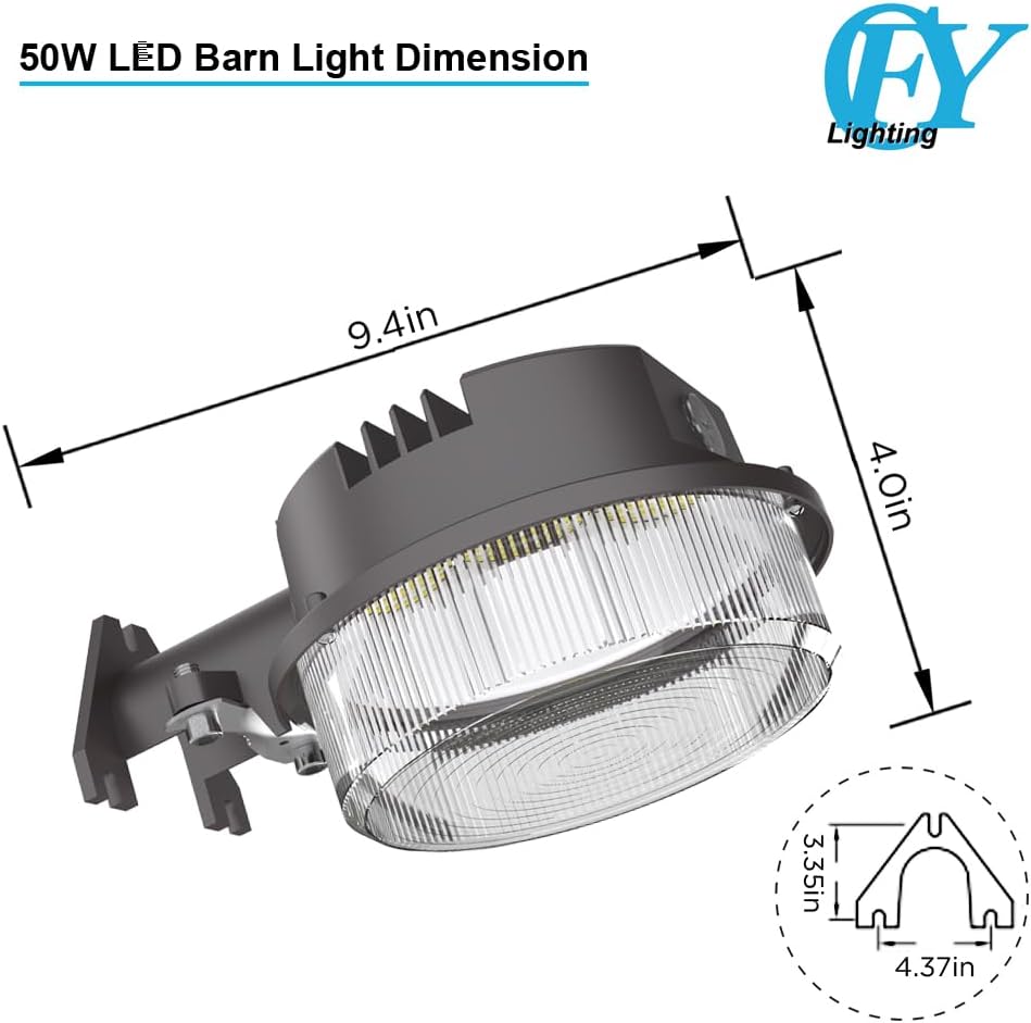 CFY LIGHTING. Luz LED de granero de 50 W, del anochecer al amanecer, iluminación de patio al aire libre con fotocélula 5000 K, luz diurna impermeable, lista ETL y DLC, paquete de 2. - Image 2