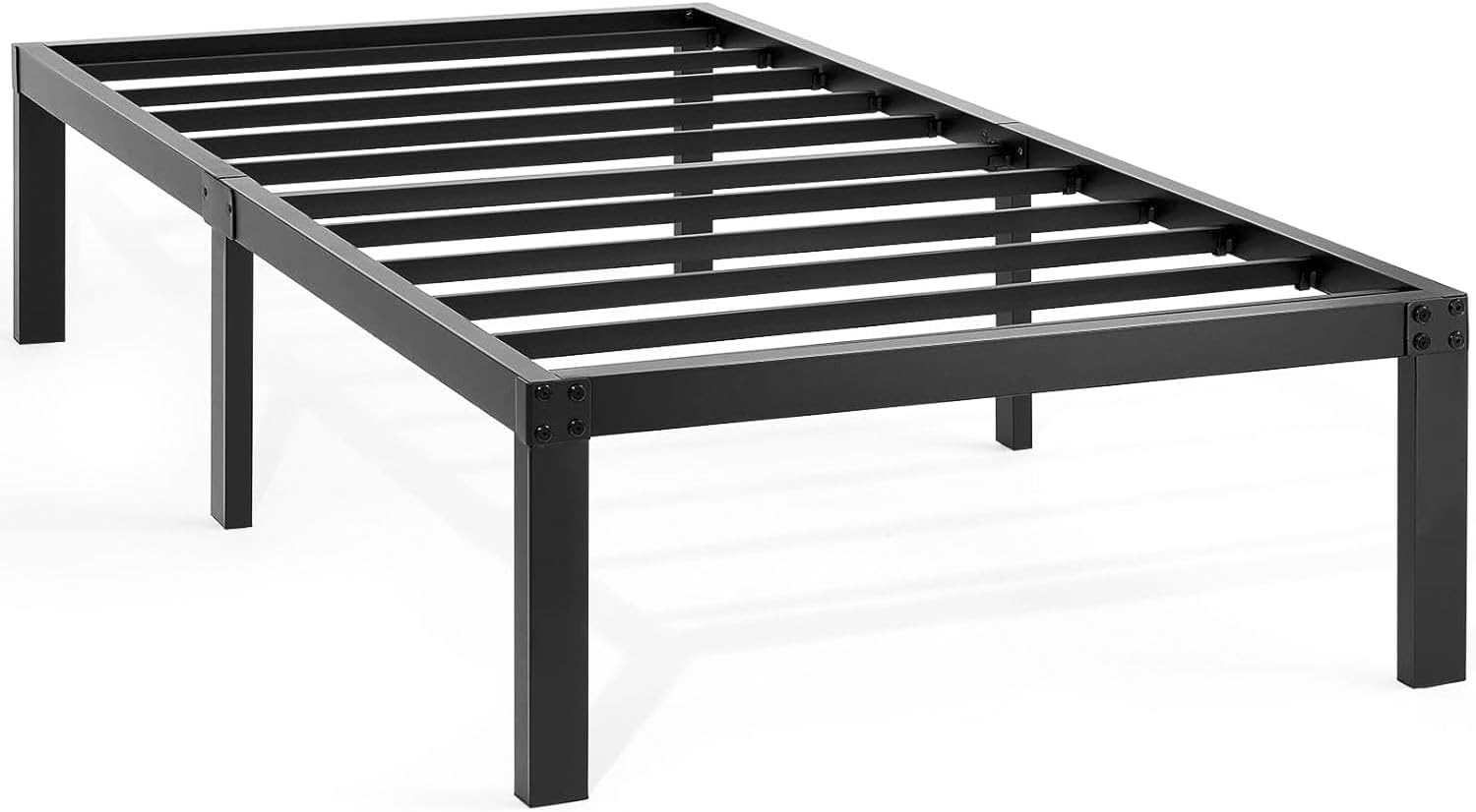 Genérica. Base de cama de plataforma de metal de 18 pulgadas de alto, no necesita somier, cama de tamaño individual con listones de soporte fuertes resistentes, fácil de montar. - Image 2