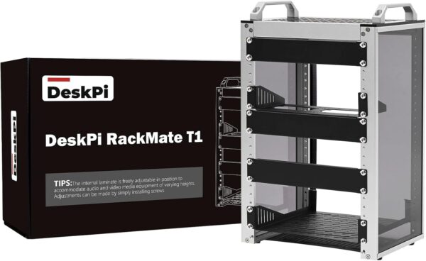 Rack de servidor 8U para redes, servidores, equipos de audio y video, DeskPi RackMate T1, montaje en rack, negro.