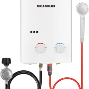 Calentador portátil de agua para exteriores sin tanque de propano Camplux 5L 1.32 GPM.