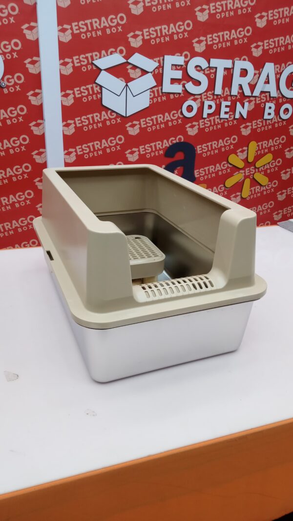 Caja de arena de acero inoxidable para gatos, caja de arena cerrada XL de metal con tapa para gatos grandes, lado alto, antifugas, fácil limpieza, antiadherente, cuchara y pasillo incluidos. - Image 3