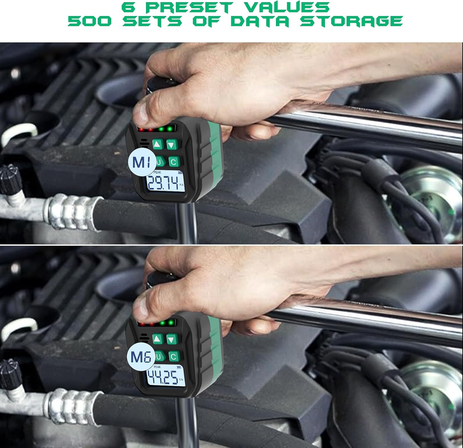 KOEORWS - Adaptador de par digital de 1/2 pulgadas, 2.21-44.25 pies lb/3-60 N.m, convertidor de llave dinamométrica electrónica con ± 2% de precisión, función preestablecida, almacenamiento de datos. - Image 4