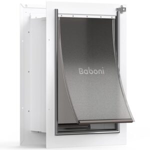 Baboni. - Puerta para mascotas para pared, marco de acero y túnel expansible, cerradura de aluminio, con doble solapa, resistente y duradera, para perros y gatos.