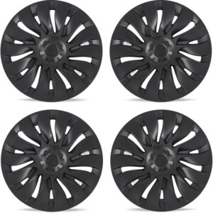 Motrobe Tesla - Tapacubos modelo Y de 19 pulgadas, 4 tapacubos de rueda de repuesto para cubierta de rueda OEM, protector de llanta ABS, negro mate, modelo Y, accesorios exteriores 2025-2020.