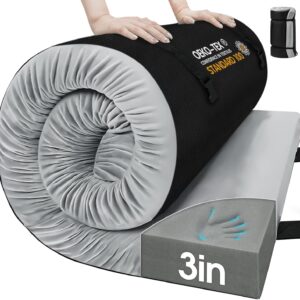 CYMULA. Almohadilla de colchón de espuma viscoelástica de 3 pulgadas para campamento, colchón inferior antideslizante con colchón enrollable portátil para viajes, camión, cama de invitados.