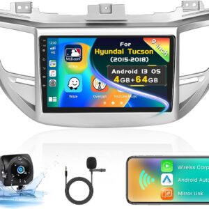 Inefala. 4+64G Inefala para Hyundai Tucson 2015-2018 Android 13 Radio de coche estéreo con unidad principal inalámbrica Carplay Android Auto Head, visualización táctil HD de 9 pulgadas, WiFi GPS BT5.0 FM/RDS.