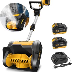 DEVONIC - Pala de nieve inalámbrica, 24 voltios, 13 pulgadas, 4-Ah, quitanieves con mango frontal ajustable y poste telescópico y 2 baterías. Ancho 6 pulgadas Profundidad, 12 pulgadas.