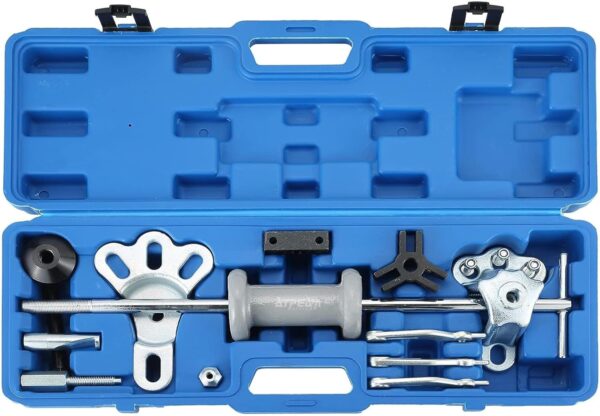 ATPEAM Juego de extractor de martillo deslizante de 9 vías | Juego de cubeta de cojinete de eje adaptador de llave, juego de extractor de engranajes de eje delantero y trasero.