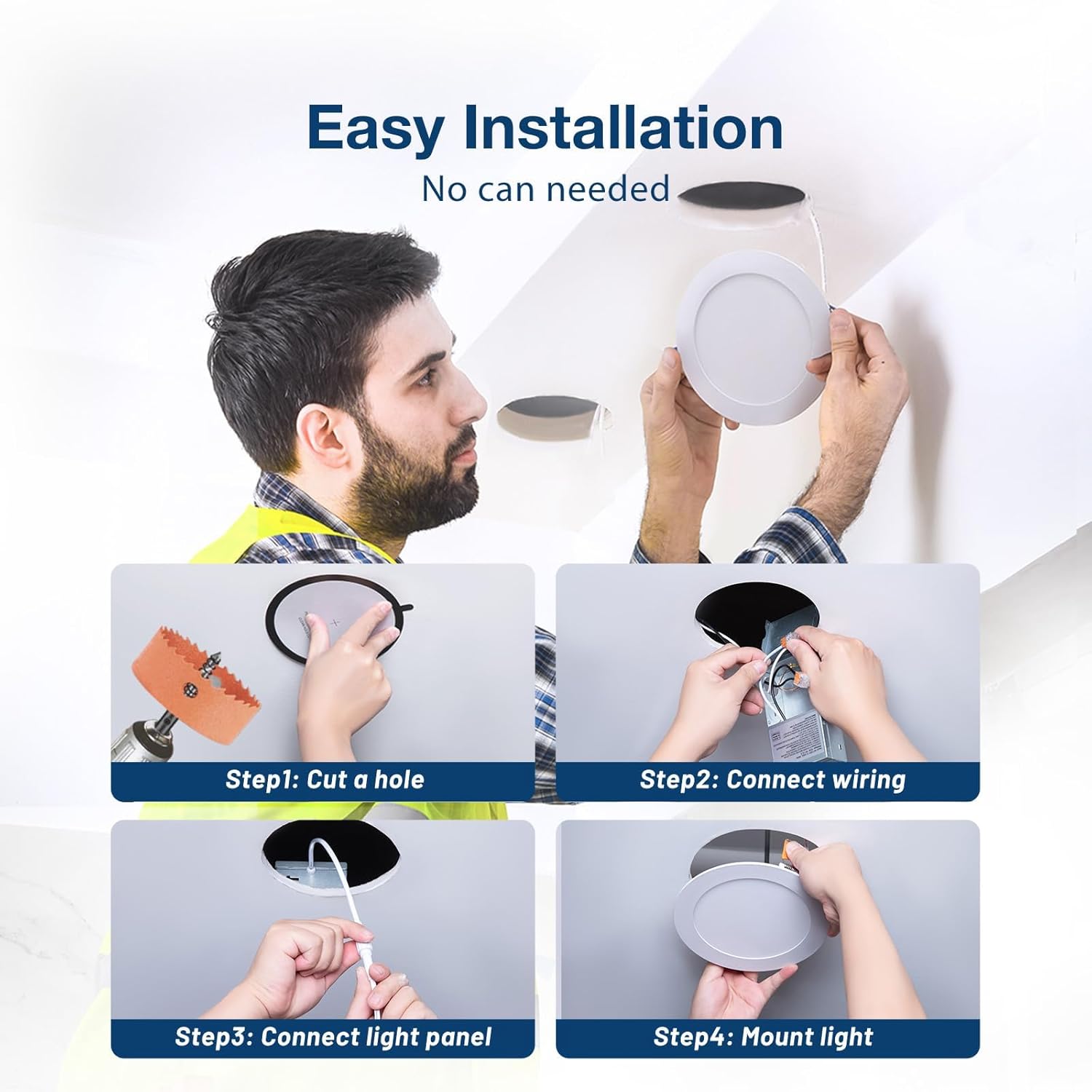 Gimbal Amico.- Iluminación empotrada de 4 pulgadas, paquete de 6 unidades, luz de techo ajustable, luces de globo ocular con caja de conexiones, 5 colores seleccionables, herméticos, 9 W 750. - Image 2