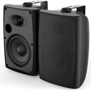 Herdio. Altavoces pasivos para exteriores de 400 W y 6.5 pulgadas, con cable, impermeables, altavoces montados en la pared de 2 vías con graves potentes para patio, hogar, interior, piscina, terraza.