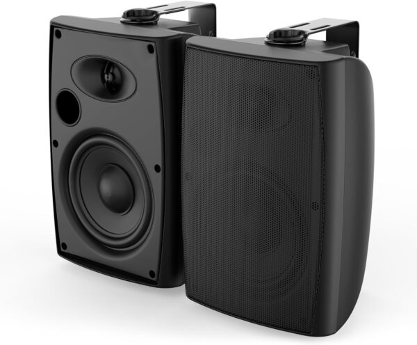 Herdio Altavoces pasivos para exteriores de 400 W y 6.5 pulgadas, con cable, impermeables, altavoces montados en la pared de 2 vías con graves potentes para patio, hogar, interior, piscina, terraza.