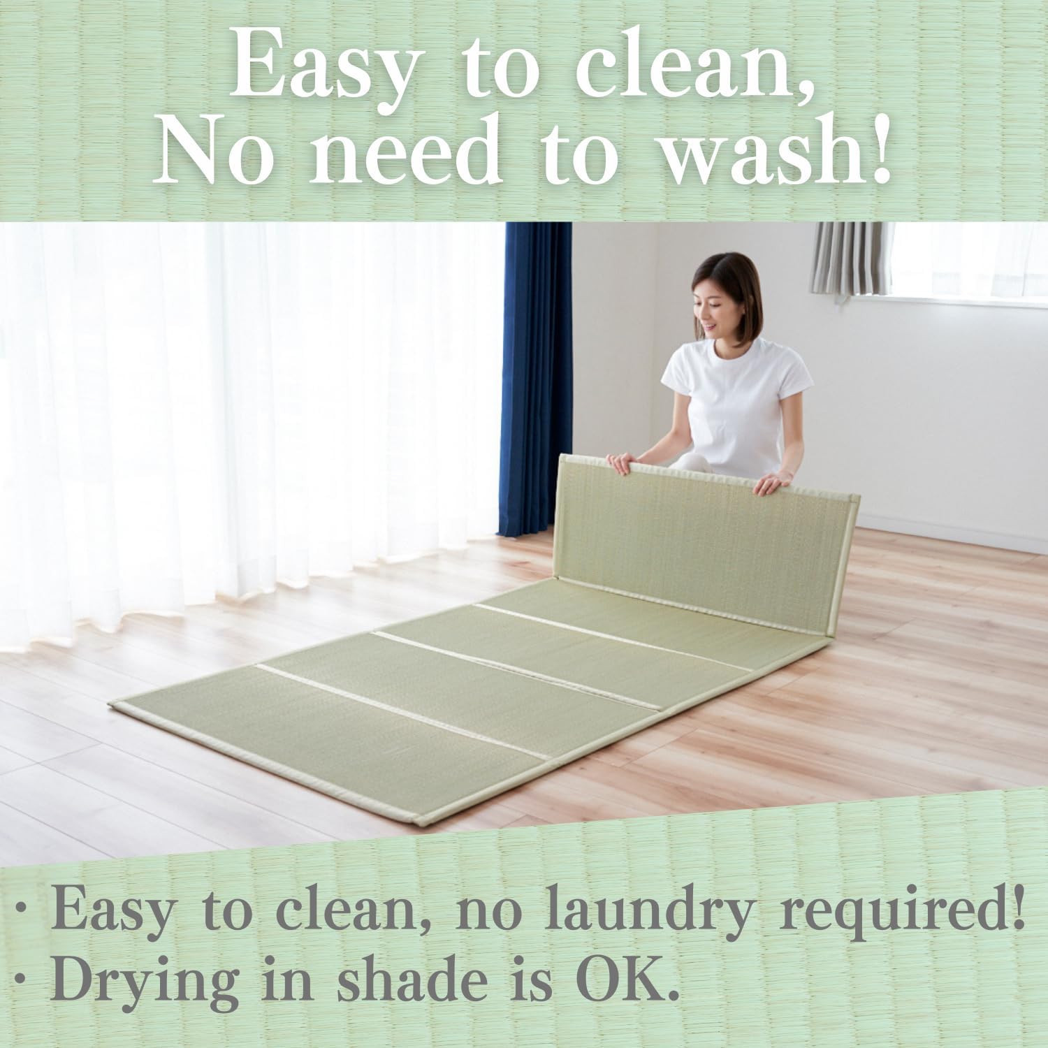 BJDesign - Alfombrilla japonesa de tatami (colchón Igusa), plegable, zacate precipitada, colchón de futón japonés para dormir en el piso, meditación y yoga Zen. - Image 4