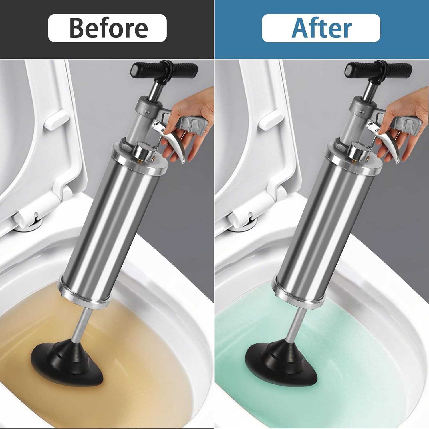 Olpchee - Bomba de drenaje de aire para inodoro, de alta presión, portátil, para baño, ducha, cocina, tubo obstruido. - Image 5