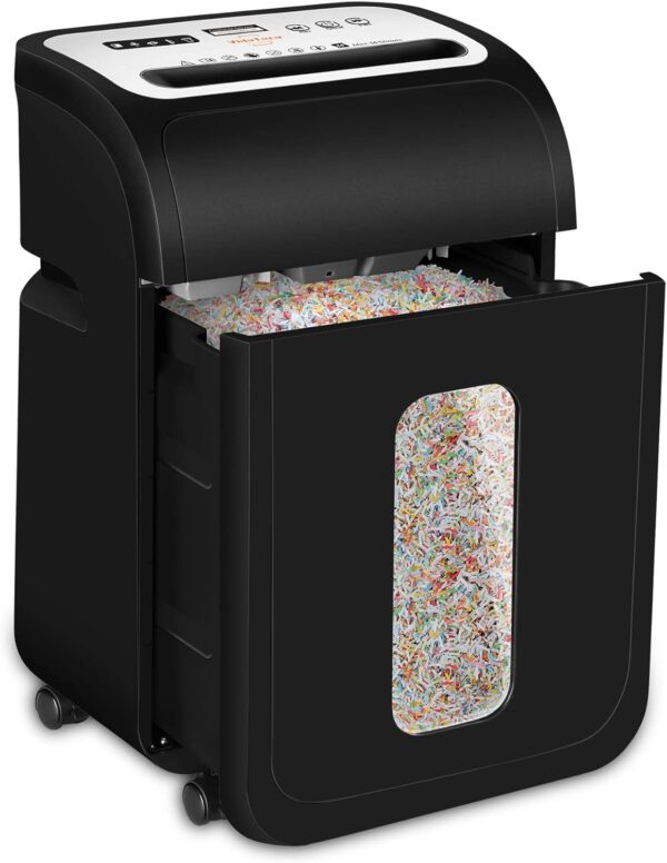 Trituradora de papel para oficina en casa, VidaTeco de 14 hojas y 60 minutos de microcorte con hoja patentada de Estados Unidos, tarjeta triturada, CD/clip/grapa, para uso en el hogar.