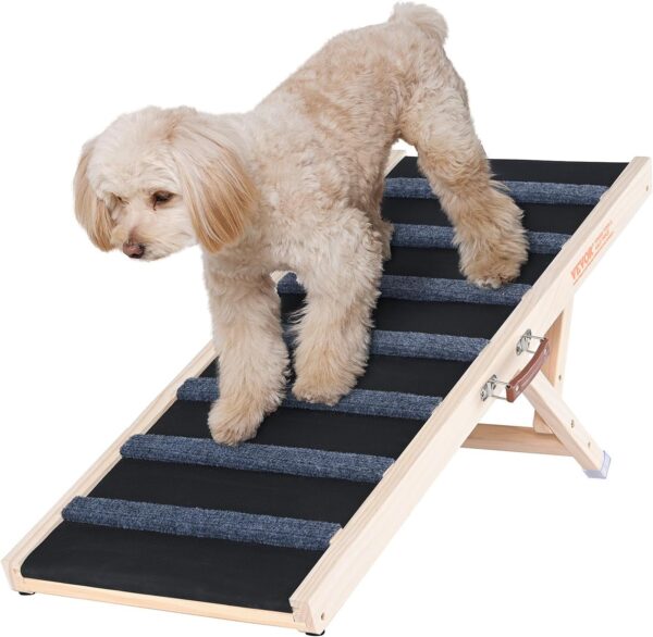 VEVOR Rampa para perros, rampa plegable para mascotas, rampa ajustable para perros pequeños, grandes, viejos y gatos, rampa de madera para mascotas con rampa.