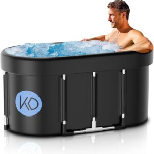 KERDOM. Bañera de hielo XL de 129 galones para atletas, bañera fría portátil con cubierta, bañera plegable para recuperación y terapia de agua fría en casa, gimnasios, uso en interiores o exteriores.