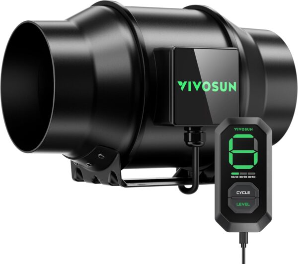 VIVOSUN AeroZesh G6 Ventilador de conducto en línea 388 CFM de 6 pulgadas, ventilador EC totalmente programable controlado por PWM para ventilación de tienda de campaña de cultivo.