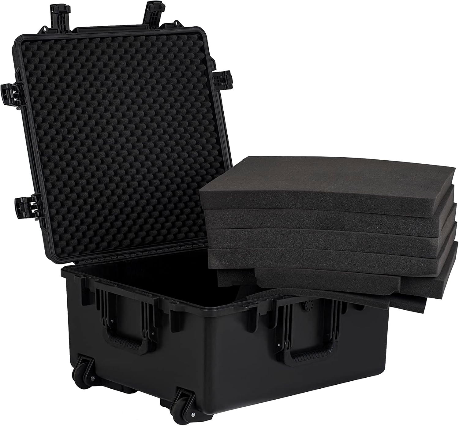 MEIJIA. Funda portátil impermeable para todo tipo de clima con espuma de ajuste personalizable y ruedas rodantes, 24.8 x 23.7 x 13.17 pulgadas. - Image 3