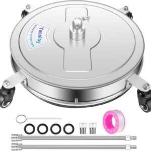 Limpiador de superficies de lavado a presión de 20 pulgadas con 4 ruedas, accesorios de lavadora eléctrica de acero inoxidable para calzadas de hormigón, aceras, patios de limpieza.