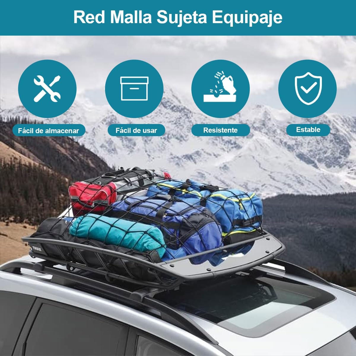 ADILIKADII. 25PCS Red de Carga para Cama de Camioneta, Red para Pick Up 4*6 Pie, Red de Carga para Pick Up, con 12 hebillas de metal y 12 hebillas de ABS, Red de Carga Altamente Elástica, para Dodge,Chevy,Toyota. - Image 3