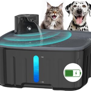 Kenida. Fuente de agua inalámbrica para perros, fuente de agua grande de 2.1 galón/8 litros, funciona con pilas, fuente de agua para perros con sensor, bomba inteligente inalámbrica, temporizador.