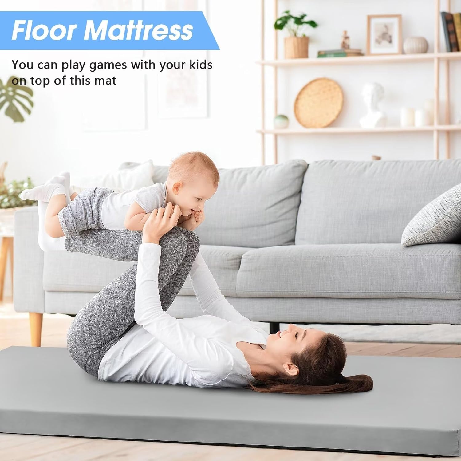 CYMULA. Almohadilla de colchón de espuma viscoelástica de 3 pulgadas para campamento, colchón inferior antideslizante con colchón enrollable portátil para viajes, camión, cama de invitados. - Image 4