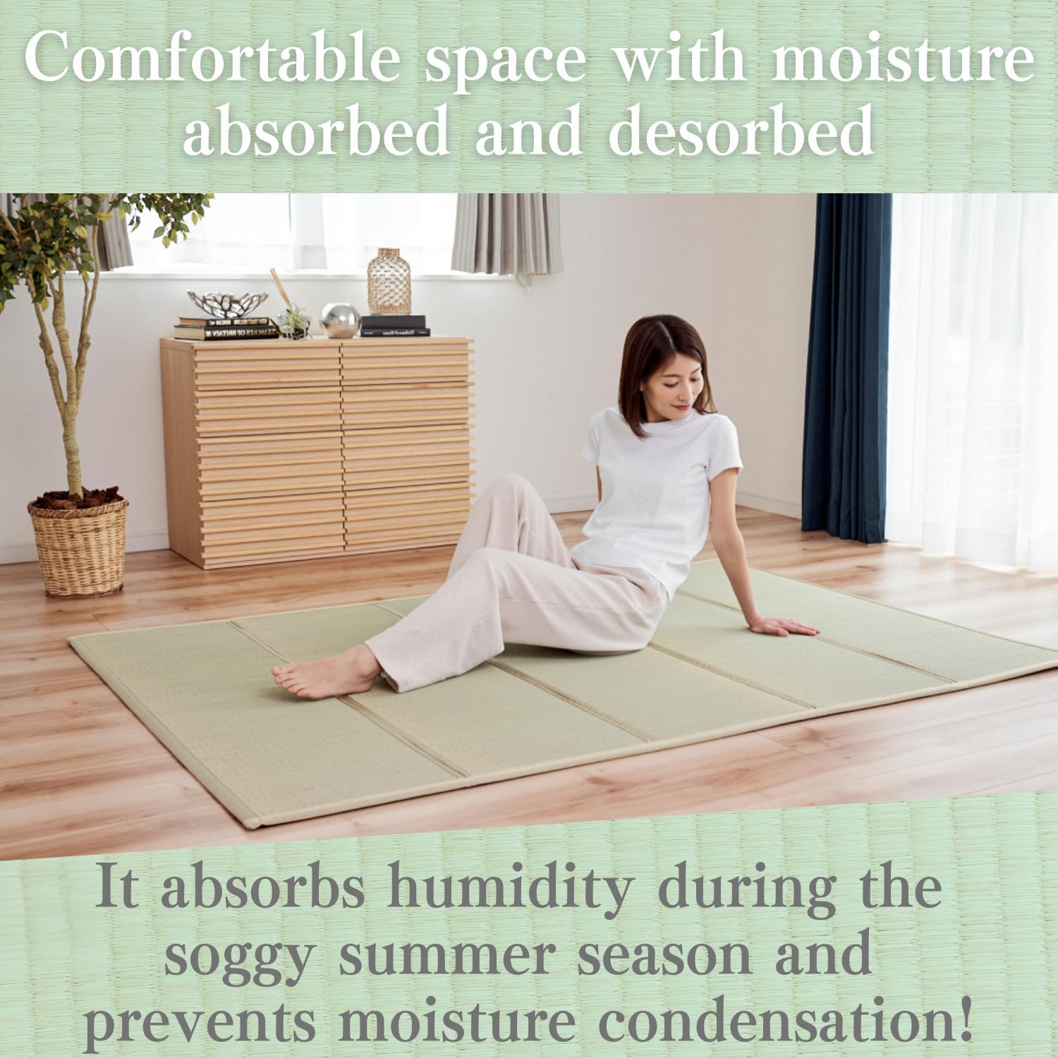 BJDesign - Alfombrilla japonesa de tatami (colchón Igusa), plegable, zacate precipitada, colchón de futón japonés para dormir en el piso, meditación y yoga Zen. - Image 3