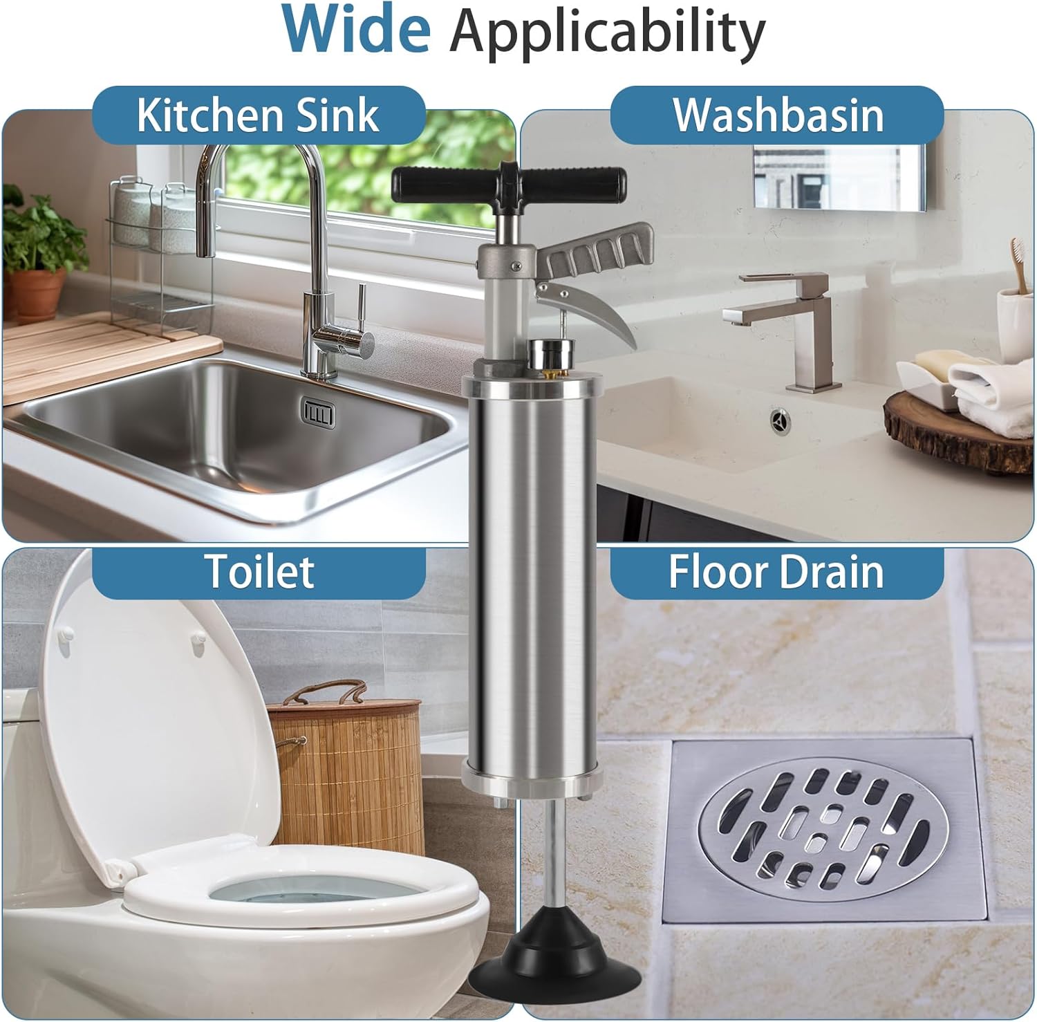 Olpchee - Bomba de drenaje de aire para inodoro, de alta presión, portátil, para baño, ducha, cocina, tubo obstruido. - Image 6