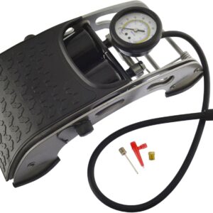 AB Tools. Bomba de pie de bicicleta de coche Inflador de neumáticos de aire Bomba de pie de barril doble 0-100psi TE032.