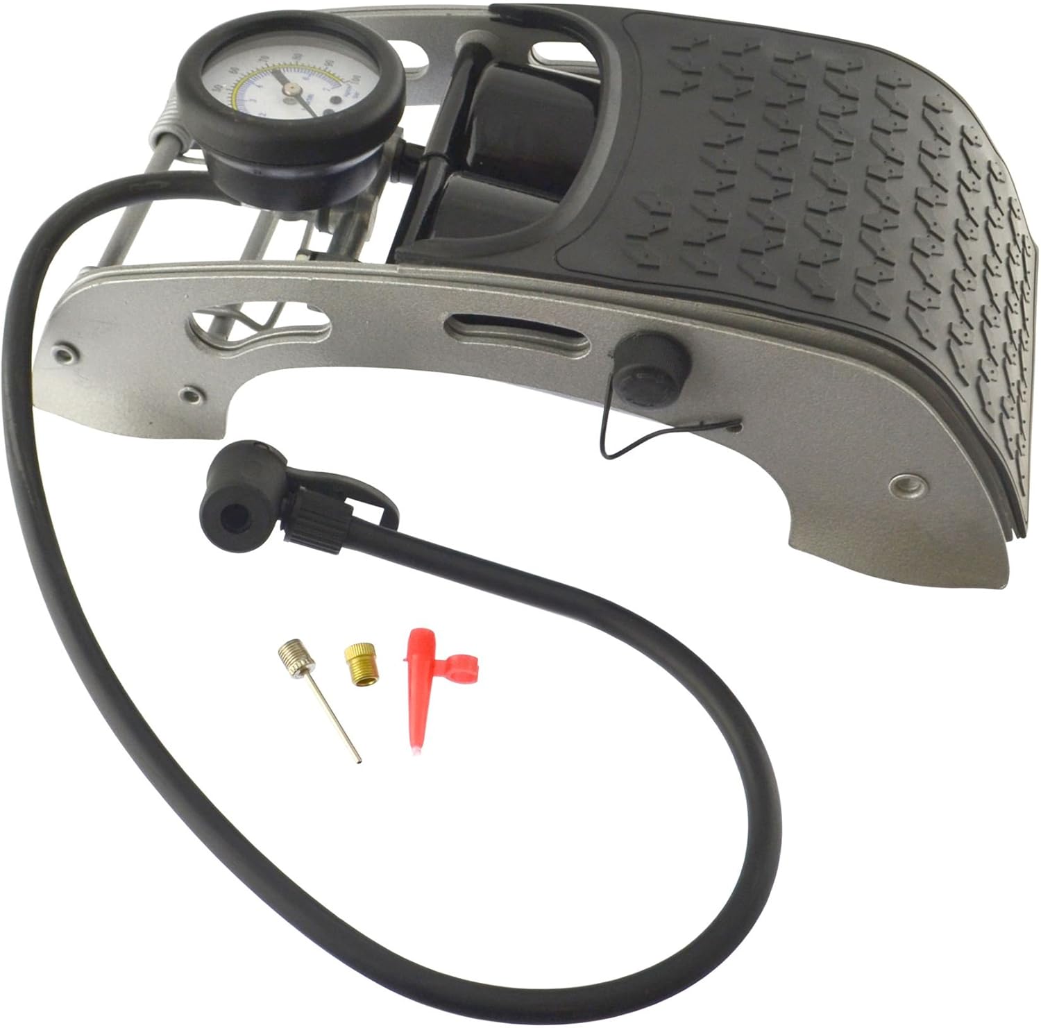 AB Tools. Bomba de pie de bicicleta de coche Inflador de neumáticos de aire Bomba de pie de barril doble 0-100psi TE032. - Image 3