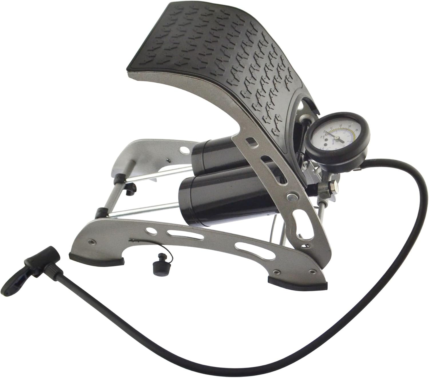 AB Tools. Bomba de pie de bicicleta de coche Inflador de neumáticos de aire Bomba de pie de barril doble 0-100psi TE032. - Image 2