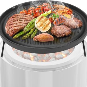 Onlyfire. Plancha de hierro fundido con patas extraíbles, plancha para barbacoa Solo Stove 15" Ranger hoguera, diámetro 35,5 cm, bandejas con mango para barbacoa, tocino, tortillas, verduras, negro.