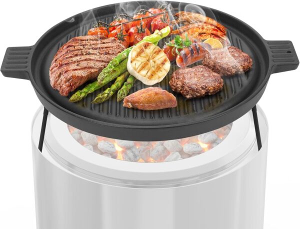 Onlyfire Plancha de hierro fundido con patas extraíbles, plancha para barbacoa Solo Stove 15" Ranger hoguera, diámetro 35,5 cm, bandejas con mango para barbacoa, tocino, tortillas, verduras, negro.