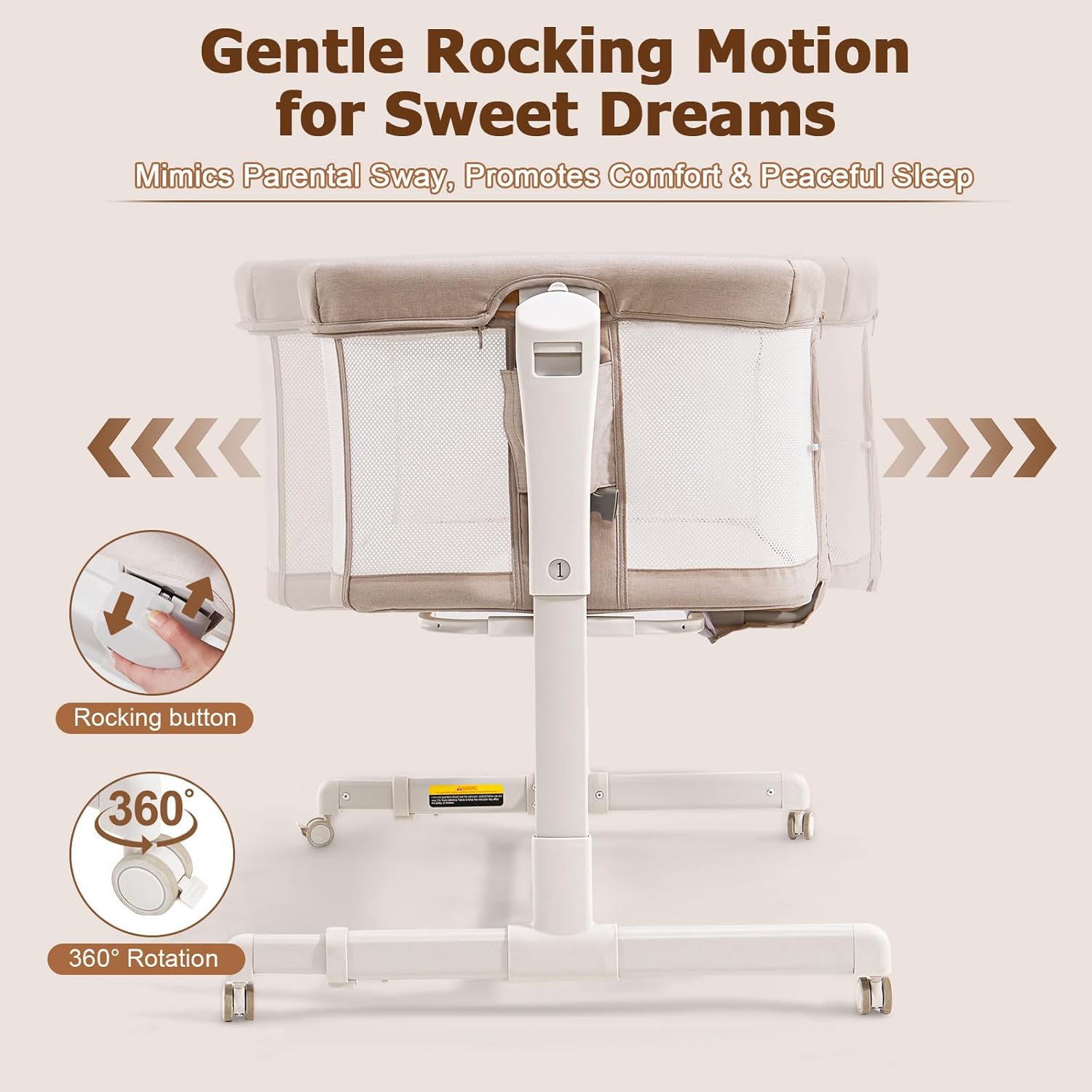 ONTHEWEI. Moisés para bebé, cuna mecedora 3 en 1 con ruedas. - Image 2