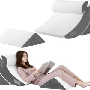 Relong. Juego de 4 almohadas de cuña Relong, ajustables para recuperación posoperatoria, de espuma ideal para dormir, para aliviar el reflujo ácido de la espalda y con sistema de elevación de piernas.